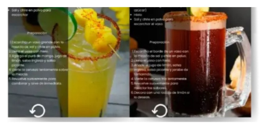 Páginas del recetario con las recetas de mango y tamarindo, ingredientes y preparación