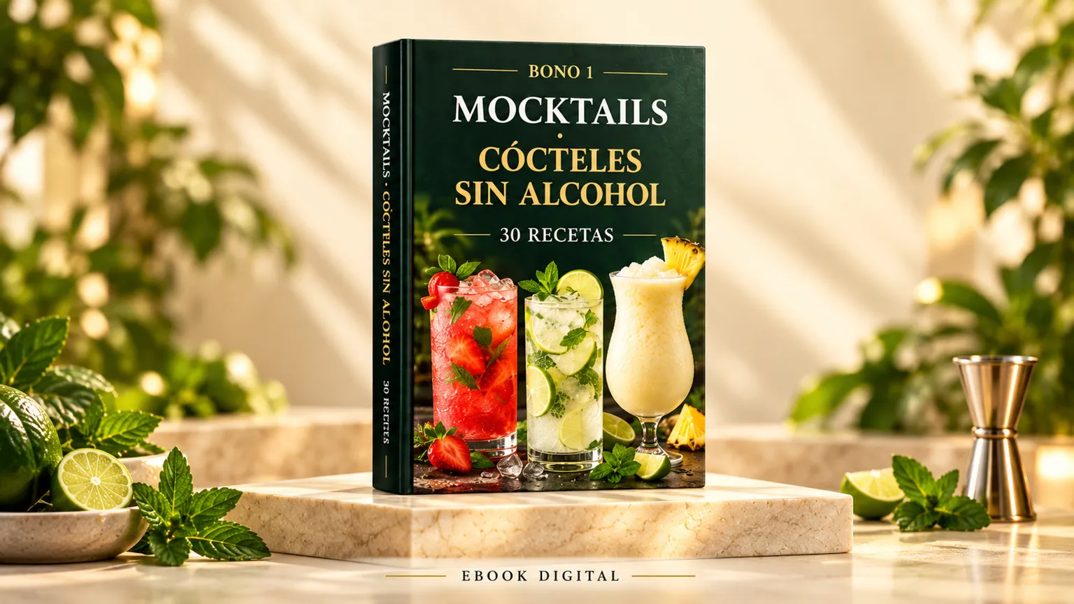 Portada del Bono 1: Mocktails, cócteles sin alcohol, 30 recetas