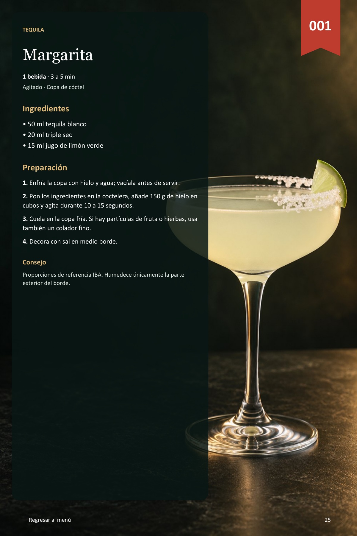 Página completa de Margarita con ingredientes y preparación